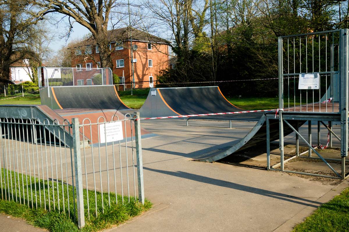 Skate park ramps taped off pending inspection